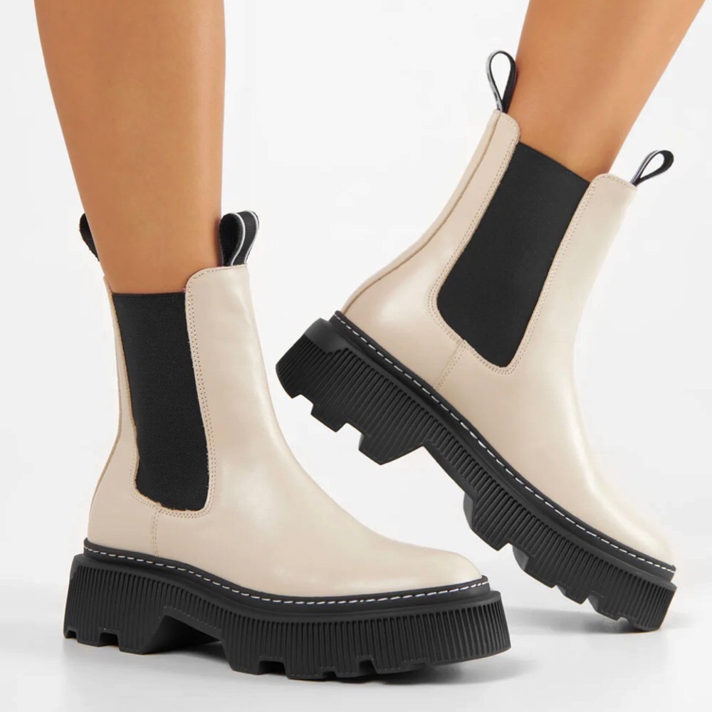 LAST TRIXY OFF WHITE CHELSEA BOOTS COMBAT BOOTS ANKLE BOOTS PLATFORM BOOTIES